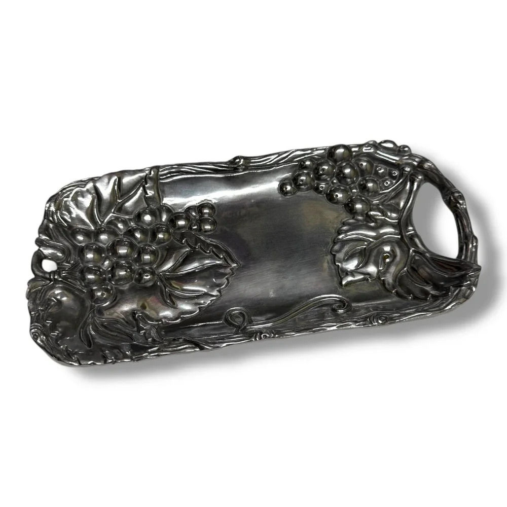 Arthur Court Grapevine Tray Handle‎ Dish Aluminum Bread Serveware Decor